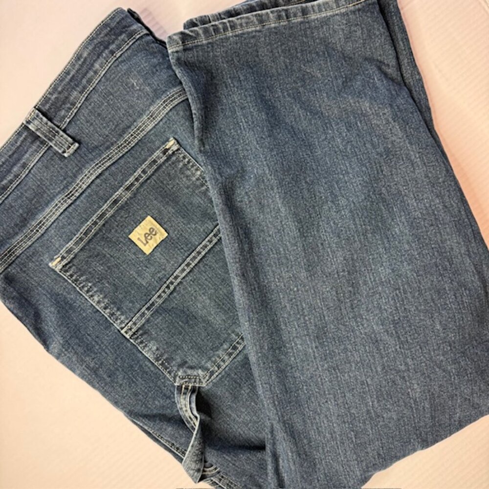 Lee Jeans Mens 42X29 Blue Loose Fit Carpenter Workwear Pockets Denim Pants